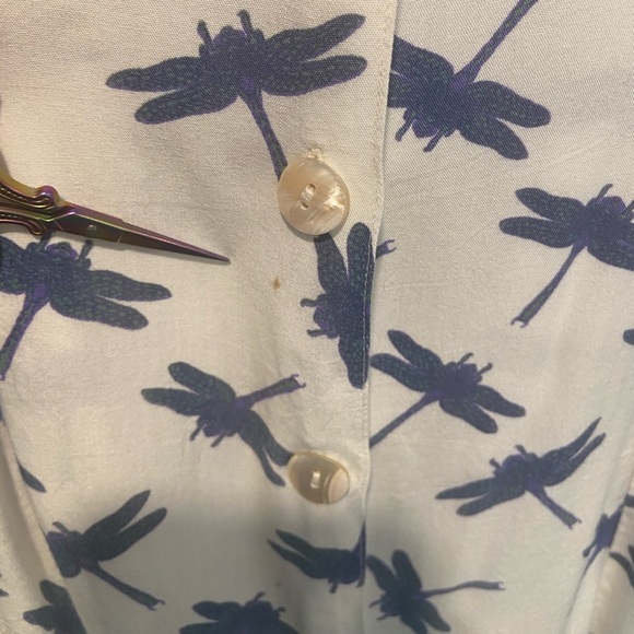 Big Island Size M Sleeveless Shell Button Dragonfly Print Collared Mini Dress - Picture 5 of 12